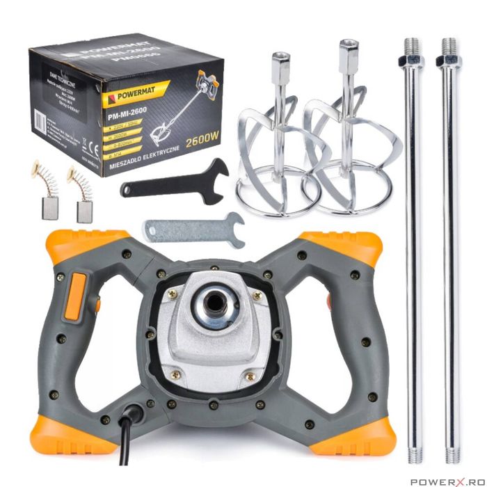 Malaxor vopsea, amestecator mortar, tencuiala 2600 W cu 2 melci,