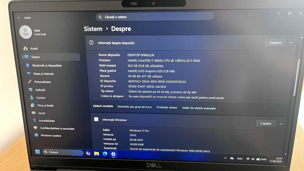 Dell Latitude 7400, i7, 16GB Ram, 512GB SSD, cu mouse + încărcător