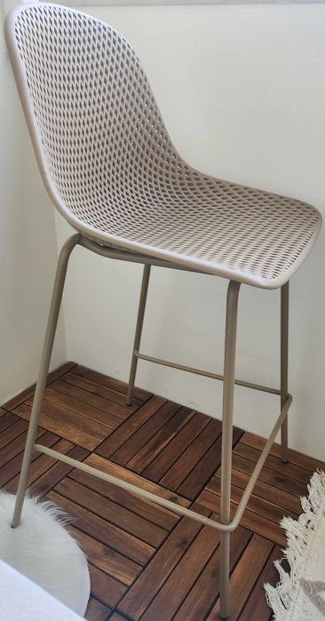 Scaun bar bej din metal Quinby Kave Home