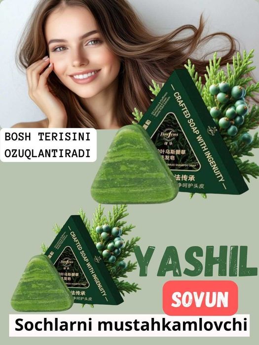 Dag'al sochlarni mustahkamlash uchun Nature Seven Green shampun-sovuni