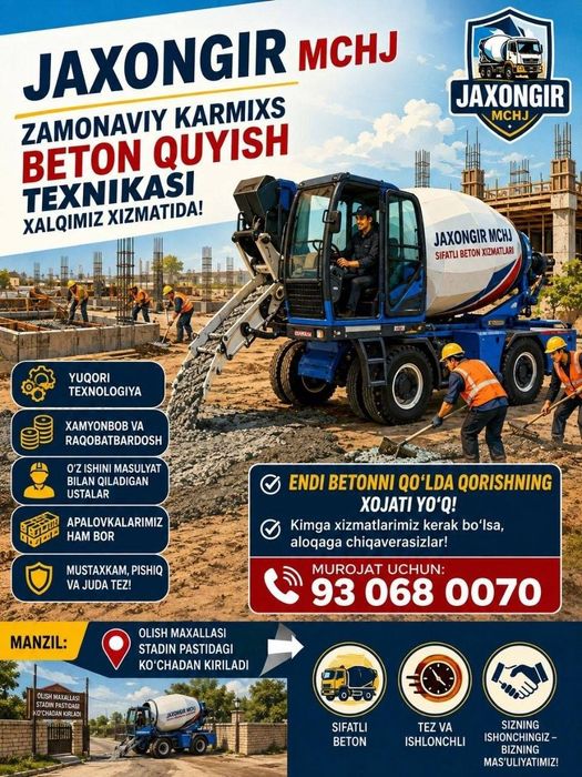 Karmix  beton quyish xizmati