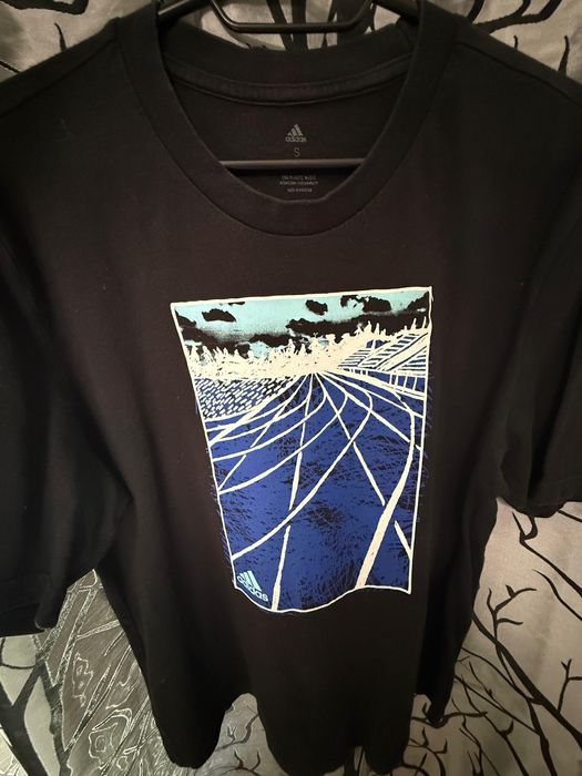 Tricou adidas negru cu albastru