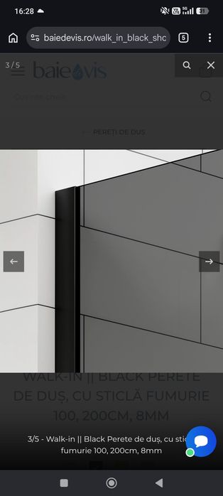 Geam sticla dus walk in fumuriu 100x200 cm