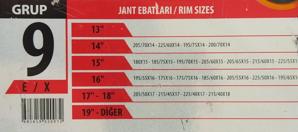 Зимни вериги за гуми 14", 15", 16", 17", 18”