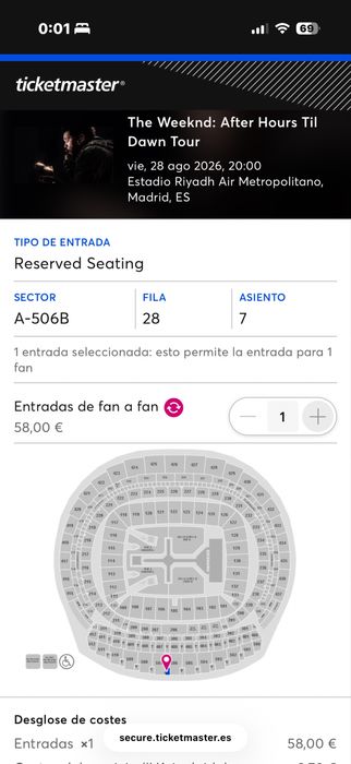 Билет за концерта на The weekend в Мадрид