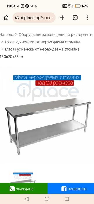 Професконална кухненска маса