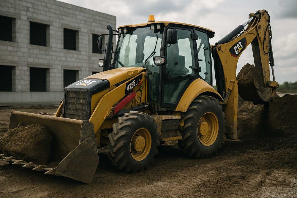 Копка траншеи, септика, фундамента | CAT 428F2 | Тараз