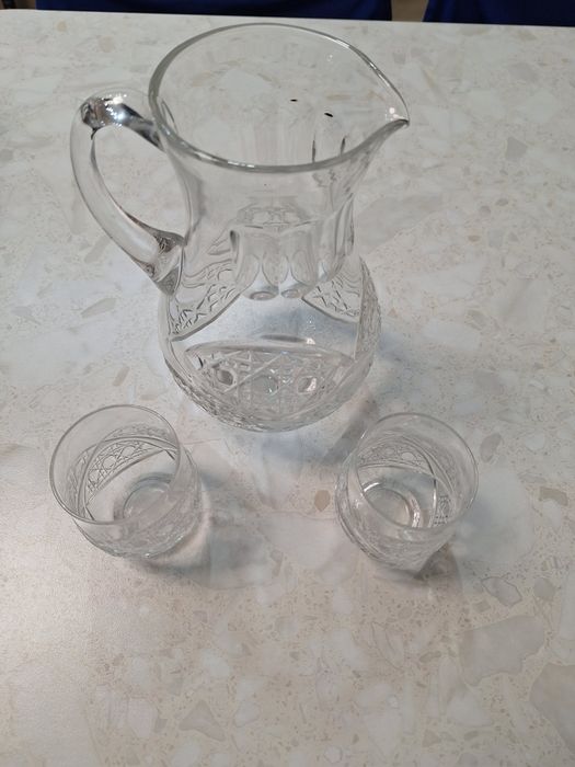 Кувшин хрустальный с 2-мя стаканами