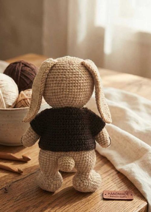 Iepuraș Croșetat cu haina, Jucărie Handmade, Outfit Detașabil