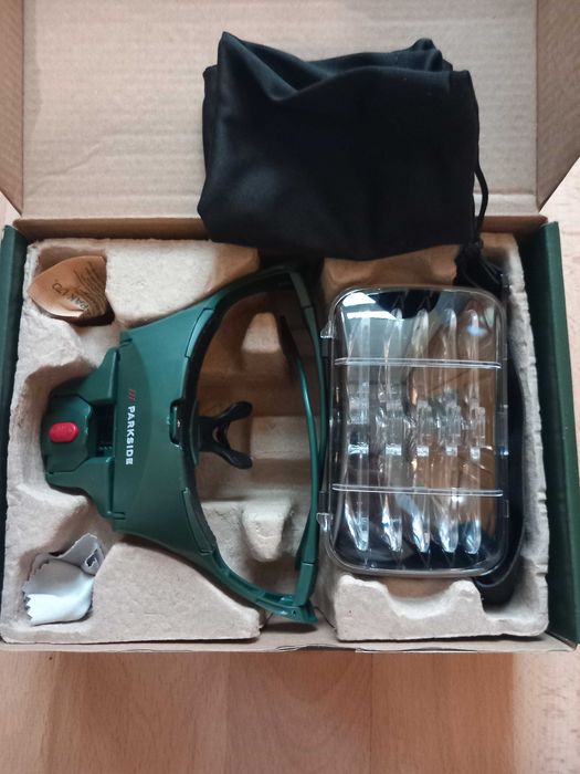 Увеличителни работни очила с лампа и 5 сменяеми лупи PARKSIDE