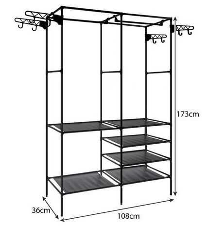 Стилна Двойна етажерка за дрехи тип органайзер открит гардероб