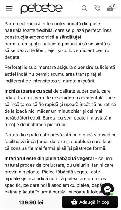 Sandale din piele naturala, nr 23. Noi.