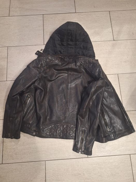 Geaca piele naturală biker Gipsy cu gluga L