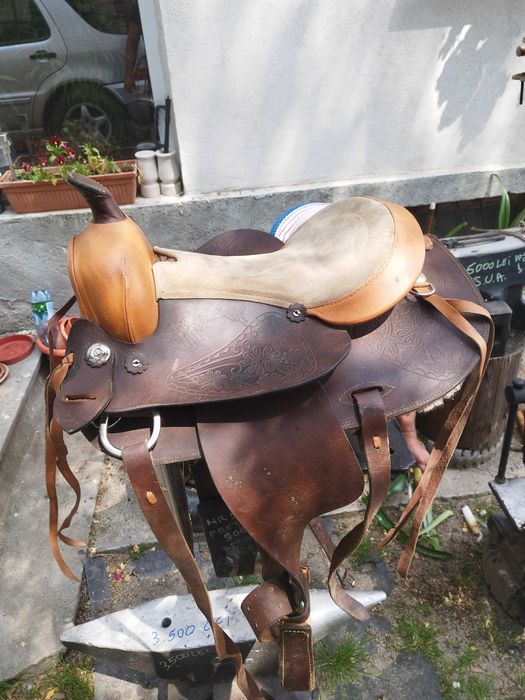Șa de piele originala model western SUA