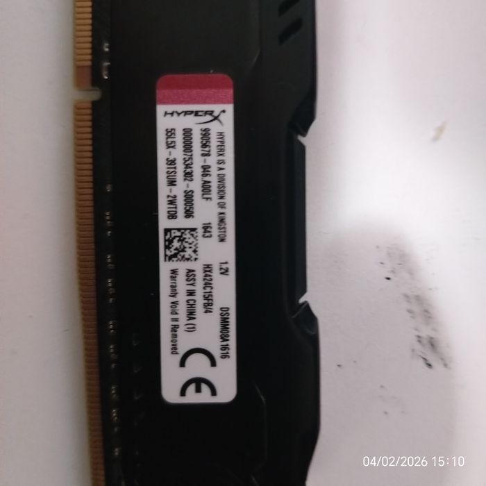 Ram ddr4 hyperx fury 4 gb