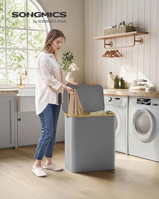 Голям кош за пране с 3 отделения, 150 л