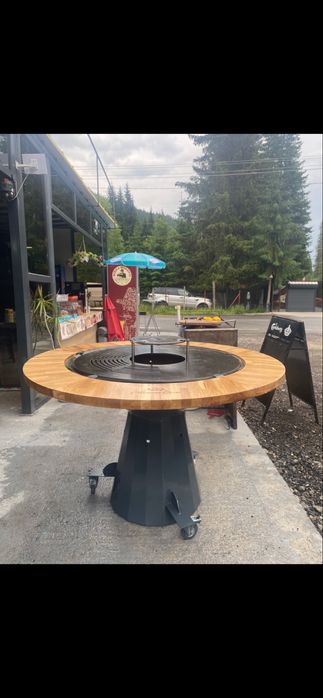 Grătar profesional cu plita de 6 mm750 mm diametru 1200 mm total