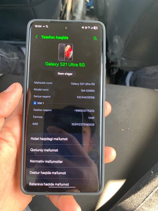 Samsung S21 Ultra 5G Xotirasi 256/12+8