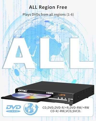 Нов Компактен DVD Player плейър HDMI USB CD MP3 JPG за телевизор с дистанционно