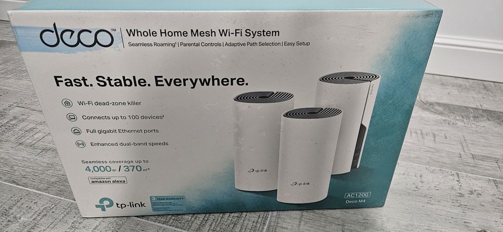 Sistem Wi-Fi Mesh TP-Link Deco M4 (3-pack) AC1200 Gigabit cu acoperire