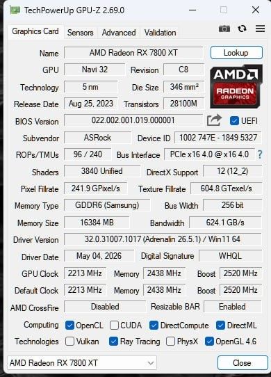 Asrock rx 7800xt steel legend