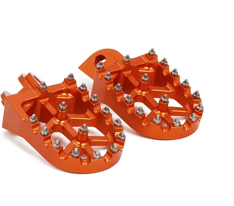 Pedale moto din aluminiu forjat ZocoMoto, cu arc și dinți, Portocaliu