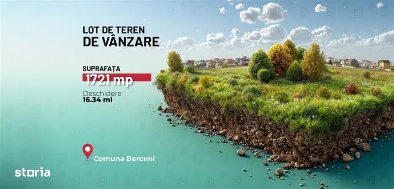 De vanzare teren intravilan, 1721 mp, deschidere ampla–Comuna Berceni