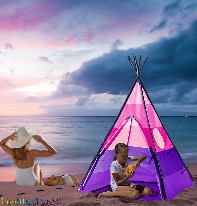 Детска Розова Триъгълна Типи Палатка За Дома Или Градината ПОСЛЕДНА БР