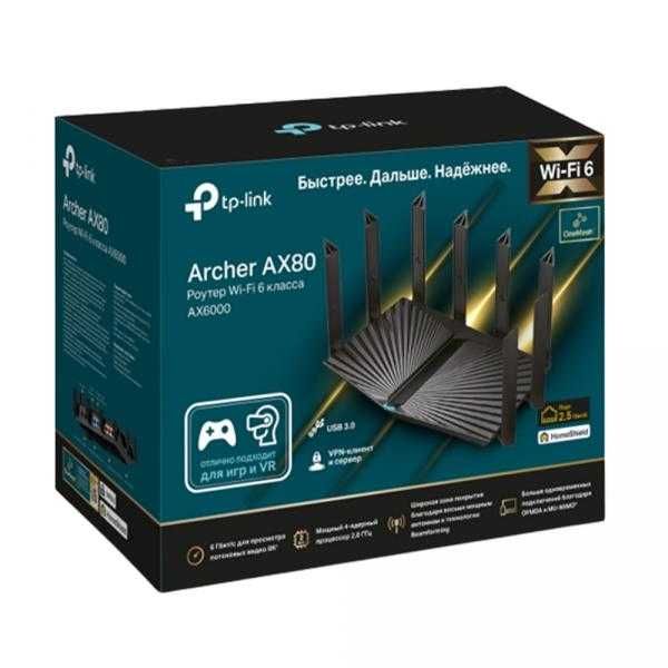 Router TP-Link Archer AX80 AX6000 Двухдиапазонный гигабитный Wi‑Fi 6
