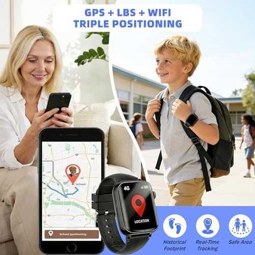 Нов черен Смарт часовник за деца GPS WiFi LBS 4G видео разговор SOS бутон игри