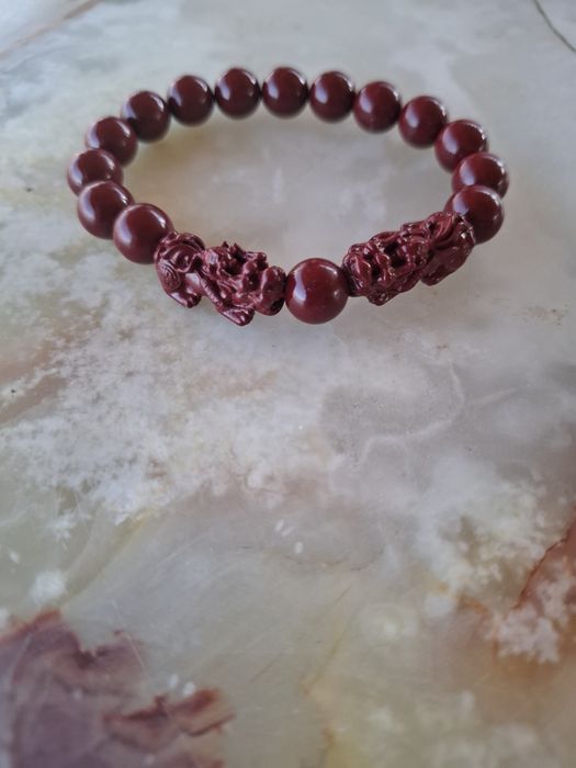 Brățară China din cinabru cinabar dragoni sculptata manual