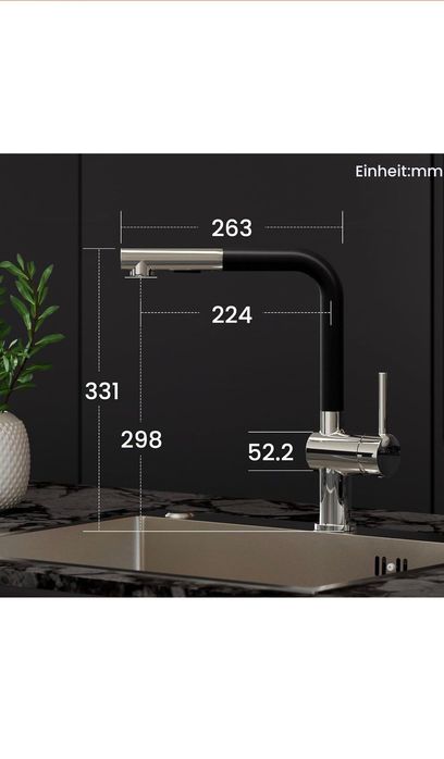 Нов CECIPA кухненски смесител Black-Chrome | 360° | Изтеглящ душ