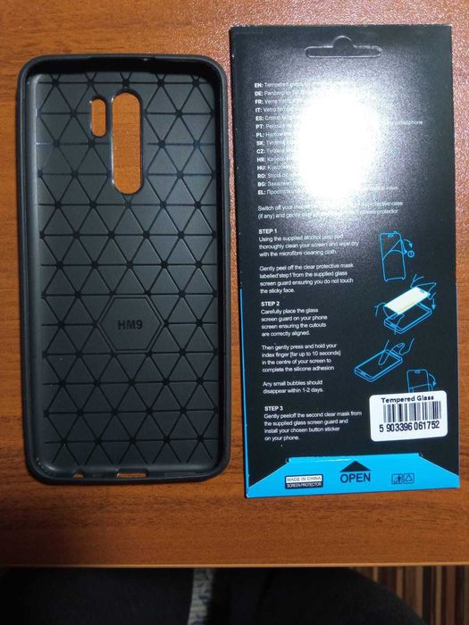 Калъф и Темперирано стъкло за телефон Xiaomi Redmi 9 Black и Redmi 8