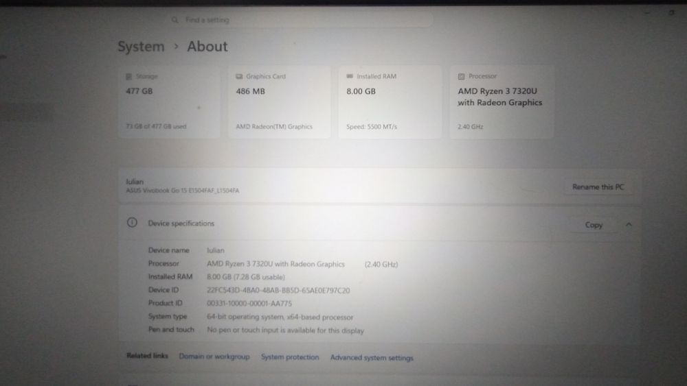 Laptop Asus Vivobook Go15