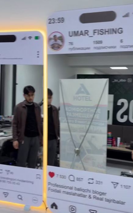 Зеркало телефон с рекламой инста