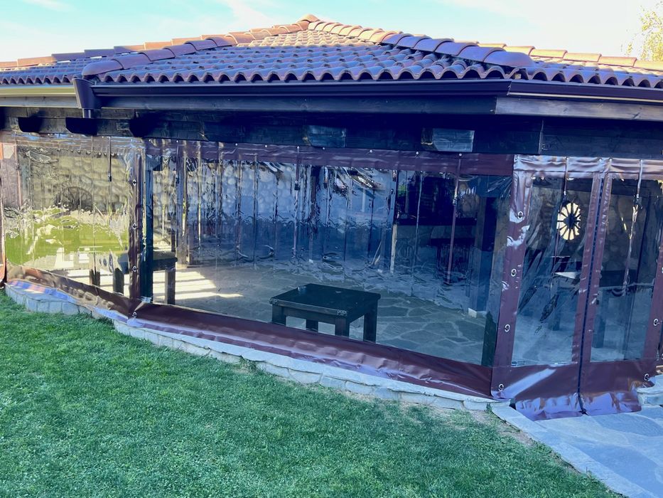 Ветроупорни завеси PVC кристал винил прегради найлон сенници тенти