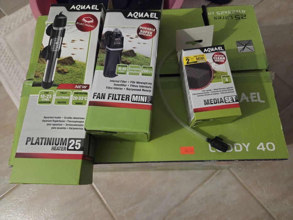 Аквариум Aquael leddy 40 и нагревател за аквариум