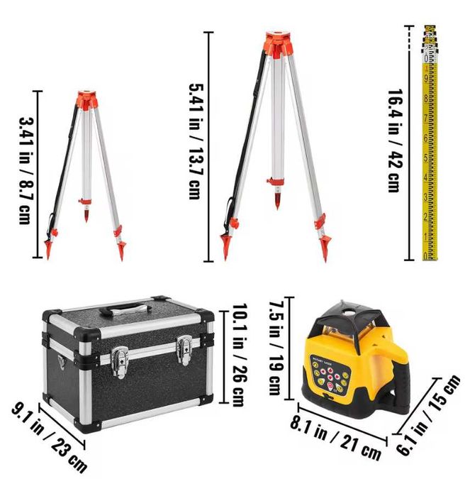 Vevor 500 м Ротационен Лазерен нивелир 360°
