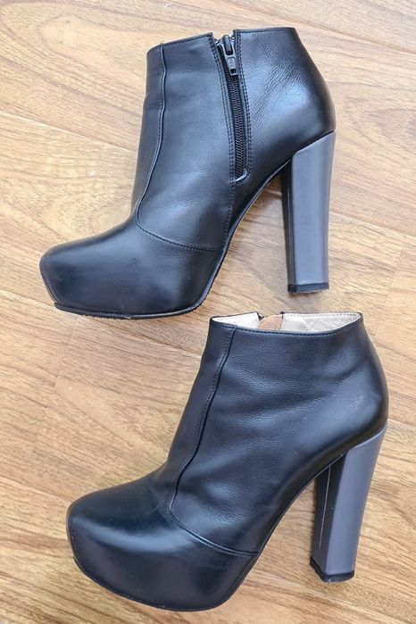 Botine de Piele Naturala Negre 36