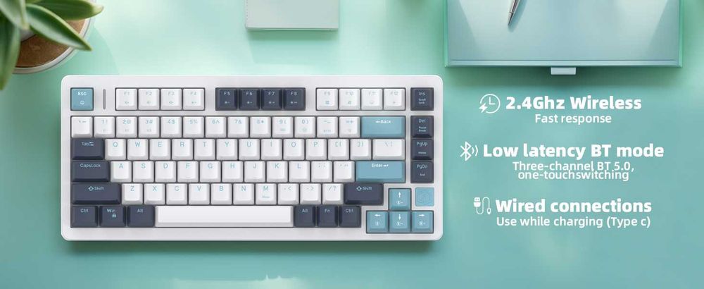 Tastatura Mecanica Wireless FE75 PRO RGB Hot Swappable Water Stone