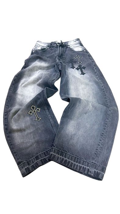 blugi super baggy custom bershka x chrome hearts