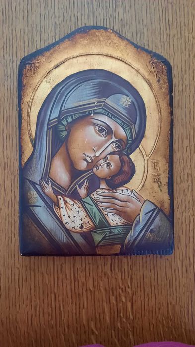 Icoană pictată manual pe lemn, artizanat românesc autentic