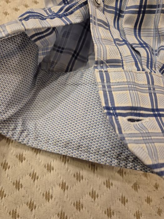 Памучна мъжка риза Bugatti синя каре М размер