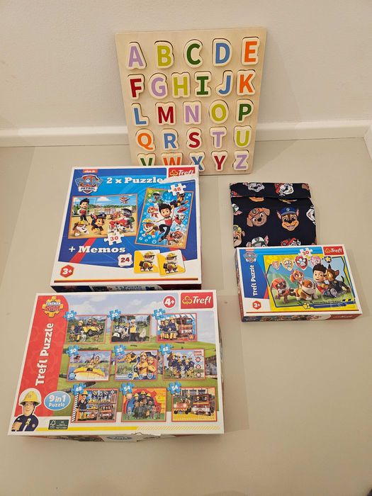 Puzzle copii patrula catelusilor + joc din lemn literele alfabetului
