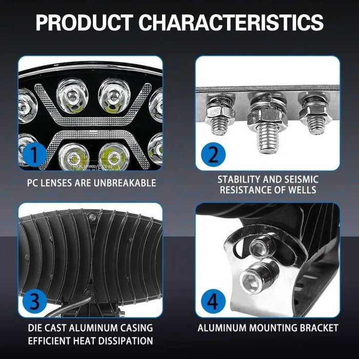 Оригинални Мощни LED Диодни Фарове Халогени за Ролбар на Камион Джип