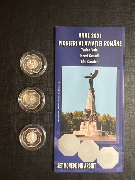 SET MONEDE BNR  Pionieri ai Aviatiei Romane 50 lei 2001