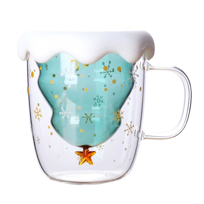 Термоустойчиви чаши с двойно дъно елха за кафе, чай, капучино 400 мл