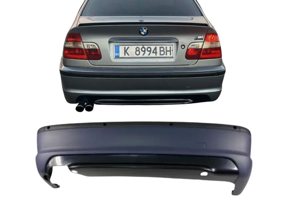 Задна Броня BMW БМВ E46 Седан – M-Tech | СЪС / БЕЗ Отвори Парктроник - Грундирана НА СКЛАД!!