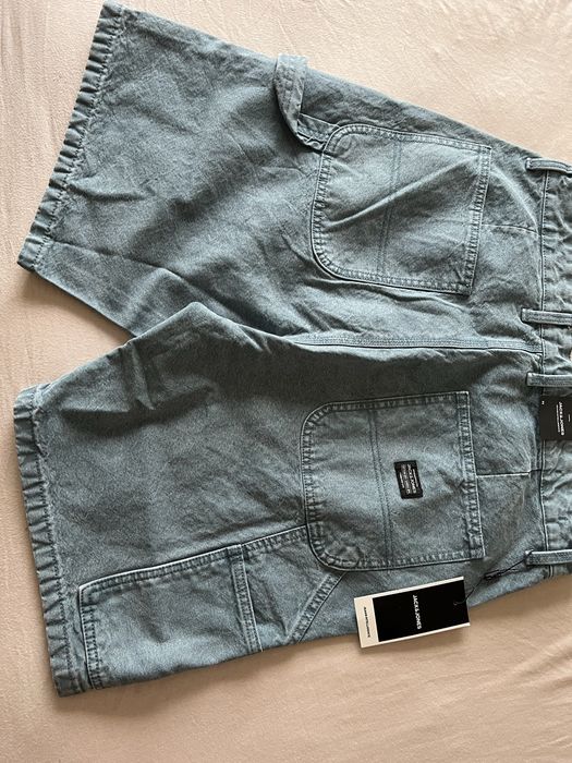 Jack & Jones baggy carpenter fit denim short in blue