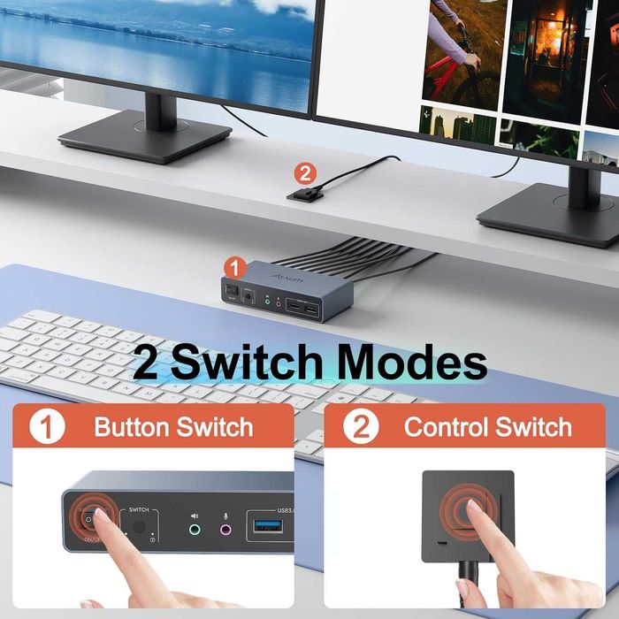 Alxum HDMI KVM Суич за 2 Монитора и 2 Компютъра (Нов)